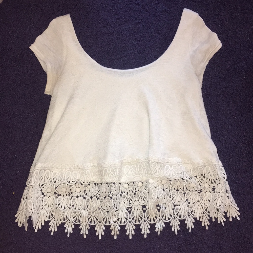 White lace trim top